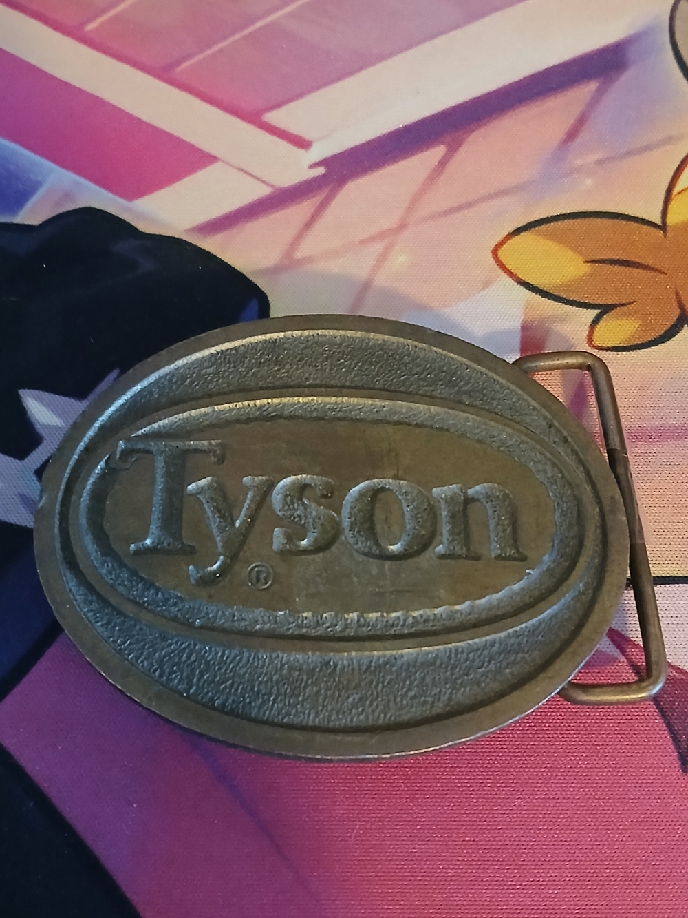 Tyson Foods Vntg Oval Logo Belt Buckle - Antique Brass Finish Western